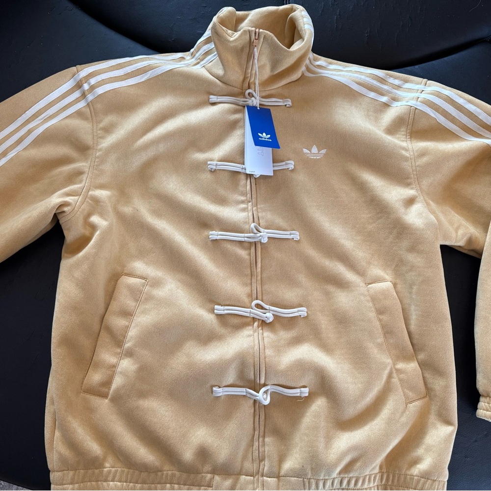 Adidas Trefoil Mustard Track Jacket with White Accents